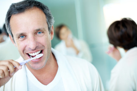 Place the bristles at a 45 degree angle to teeth.