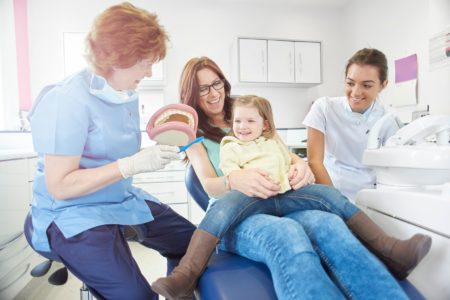 family in a dentist's office