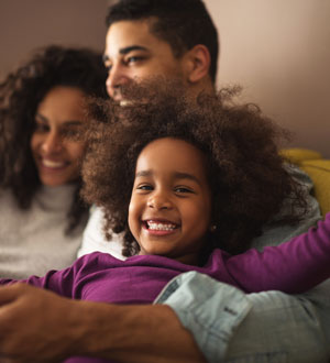 a happy family smiling